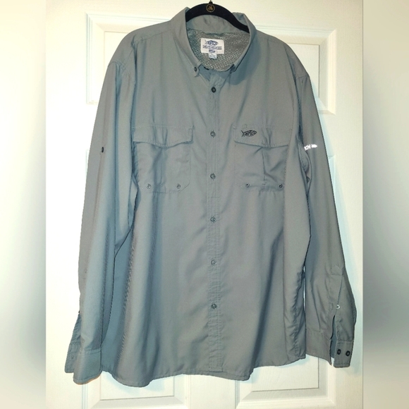 AFTCO AFTECH Fishing Rangle Long Sleeve Sun Shirt Vented Gray Size X Large - Picture 1 of 6